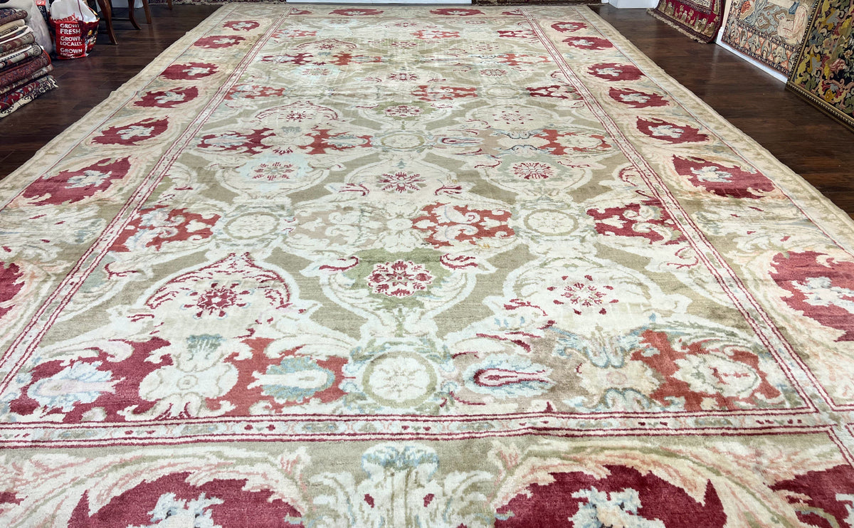 Large Egyptian Oushak Rug 12x21, Wool Handmade Vintage Carpet, Allover Pattern, Oversized 12 x 21 ft Traditional Rug - Jewel Rugs, view 2