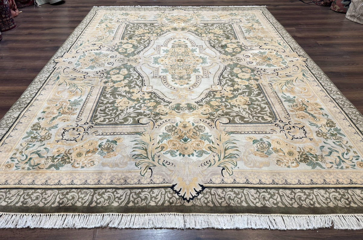 Aubusson Rug 8x10, Very Fine 225 KPSI, Floral, French European Design, Pakistani Carpet - Jewel Rugs, view 2