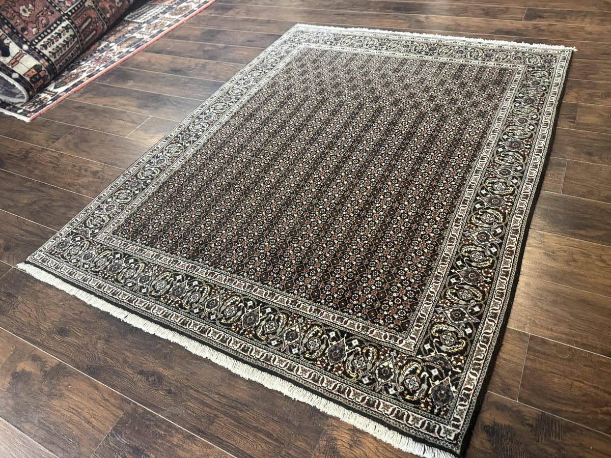 Persian Tabriz Rug 5x7, Black, Allover Pattern - Jewel Rugs, view 3