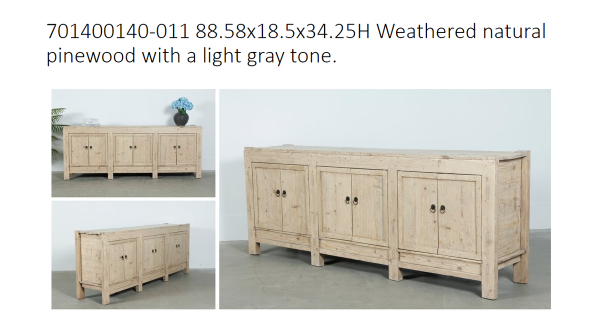 Antique six doors sideboard (Size and finish vary Approx 80"-90" long)