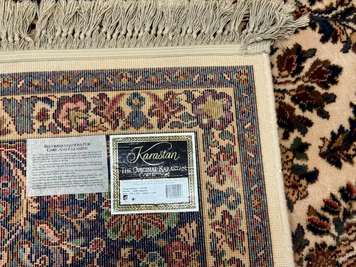 Karastan Rug 8.8 x 10.6 Ivory Sarouk #700/760, Wool Discontinued Original 700 Series - Jewel Rugs, view 10