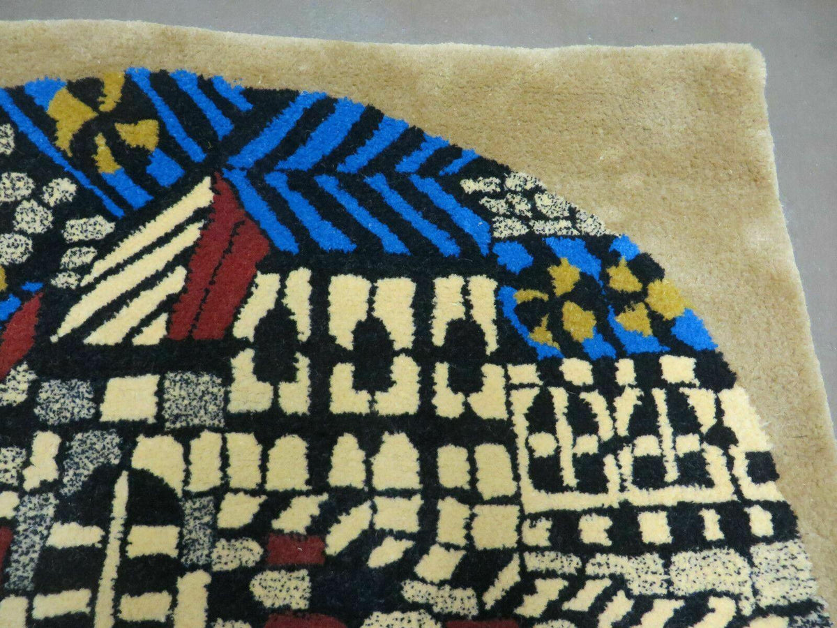 3' X 4' Vintage Hand Crafted Israel Wool Rug Carpet Wall Hanging Signed Hebrew - Jewel Rugs, view 7