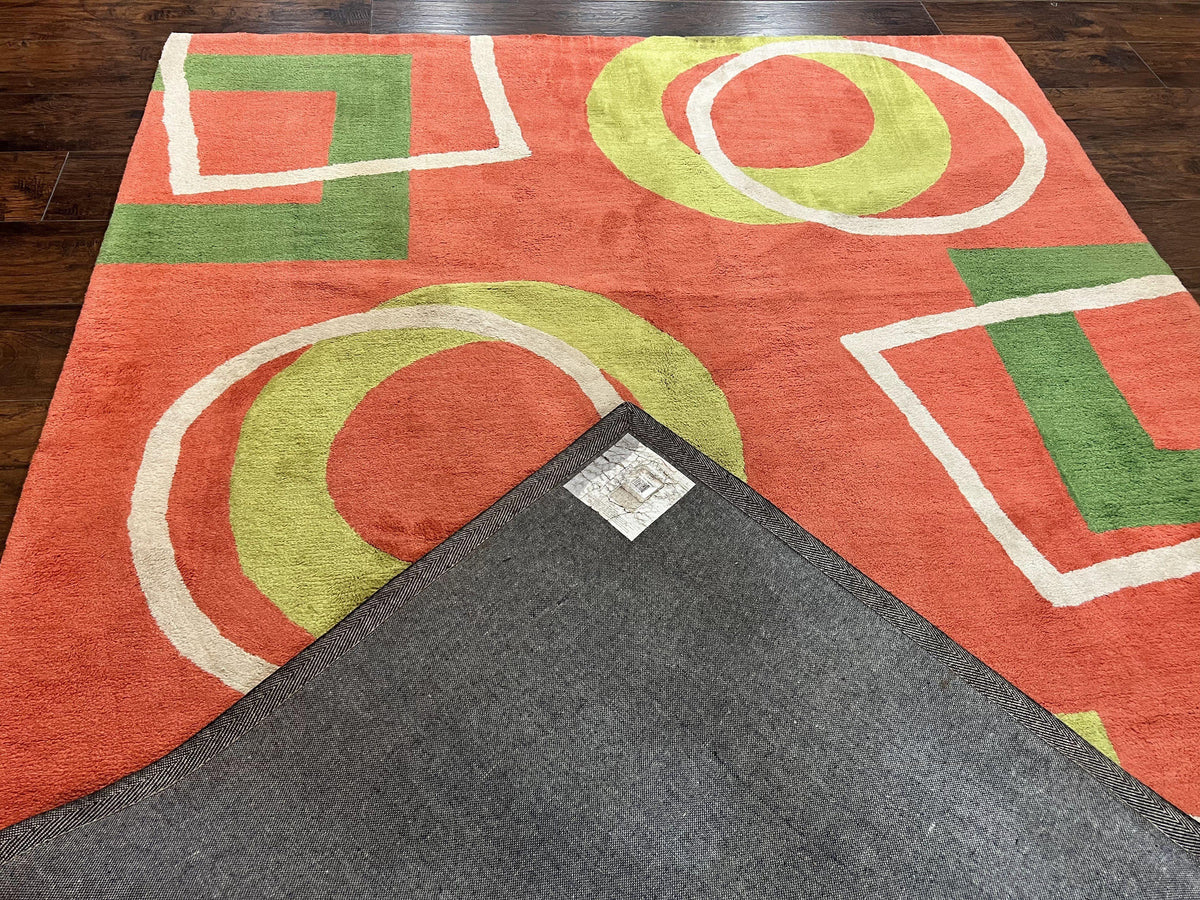 Abstract Rug 6x9, Modern Contemporary Rug, Red-Orange Green - Jewel Rugs, view 12