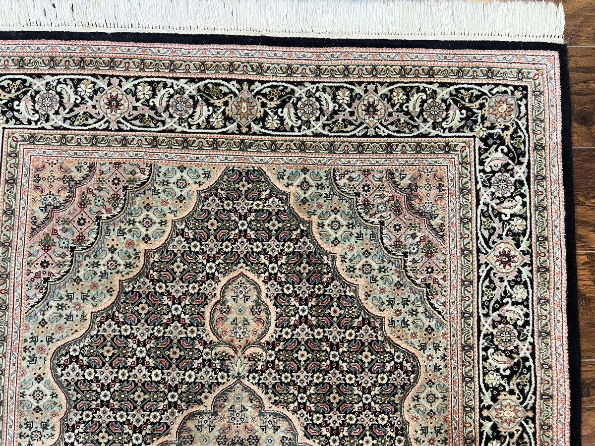 Sino Persian Rug 4x6, Fine Hand Knotted Carpet, Black, Wool, Vintage Rug 4 x 6, Herati Mahi, 300 KPSI - Jewel Rugs, view 8