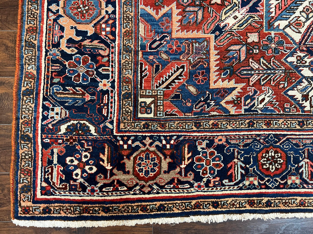 Antique Persian Heriz Rug – 11x16 Palace Size, Geometric Medallion, 1920s - Jewel Rugs, view 8