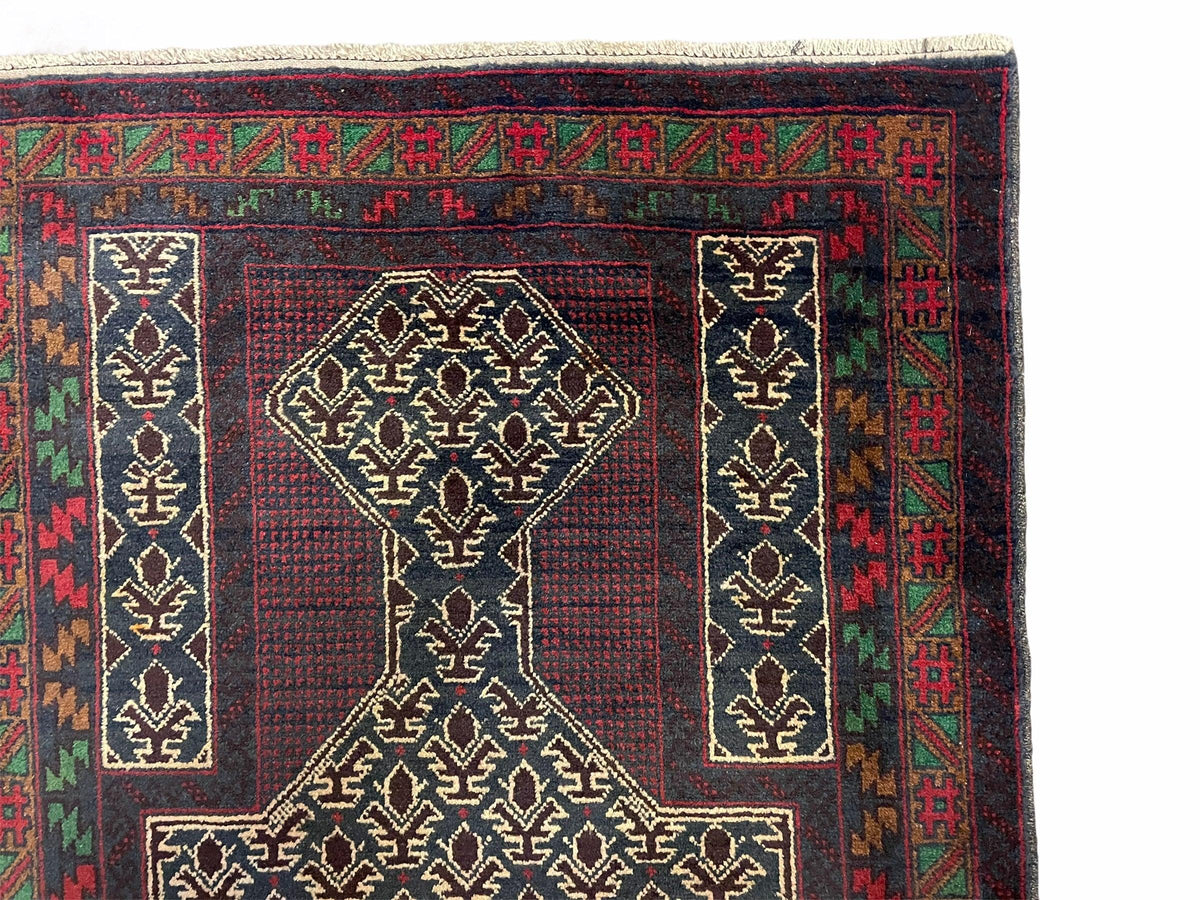 3x5 New Vintage Handmade Wool Rug Tribal Balouch Turkoman Prayer Rug Veggie Dyes - Jewel Rugs, view 8