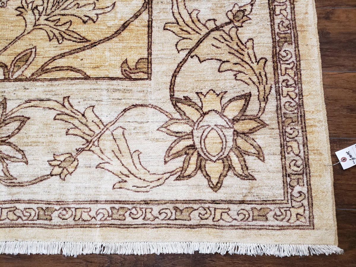 Oversized Peshawar Chobi Oushak Area Rug 11.6 x 12.5, Wool Hand-Knotted Light Gold & Ivory Decorative Pakistani Floral Carpet, 11x12 - 12x13 - Jewel Rugs, view 10
