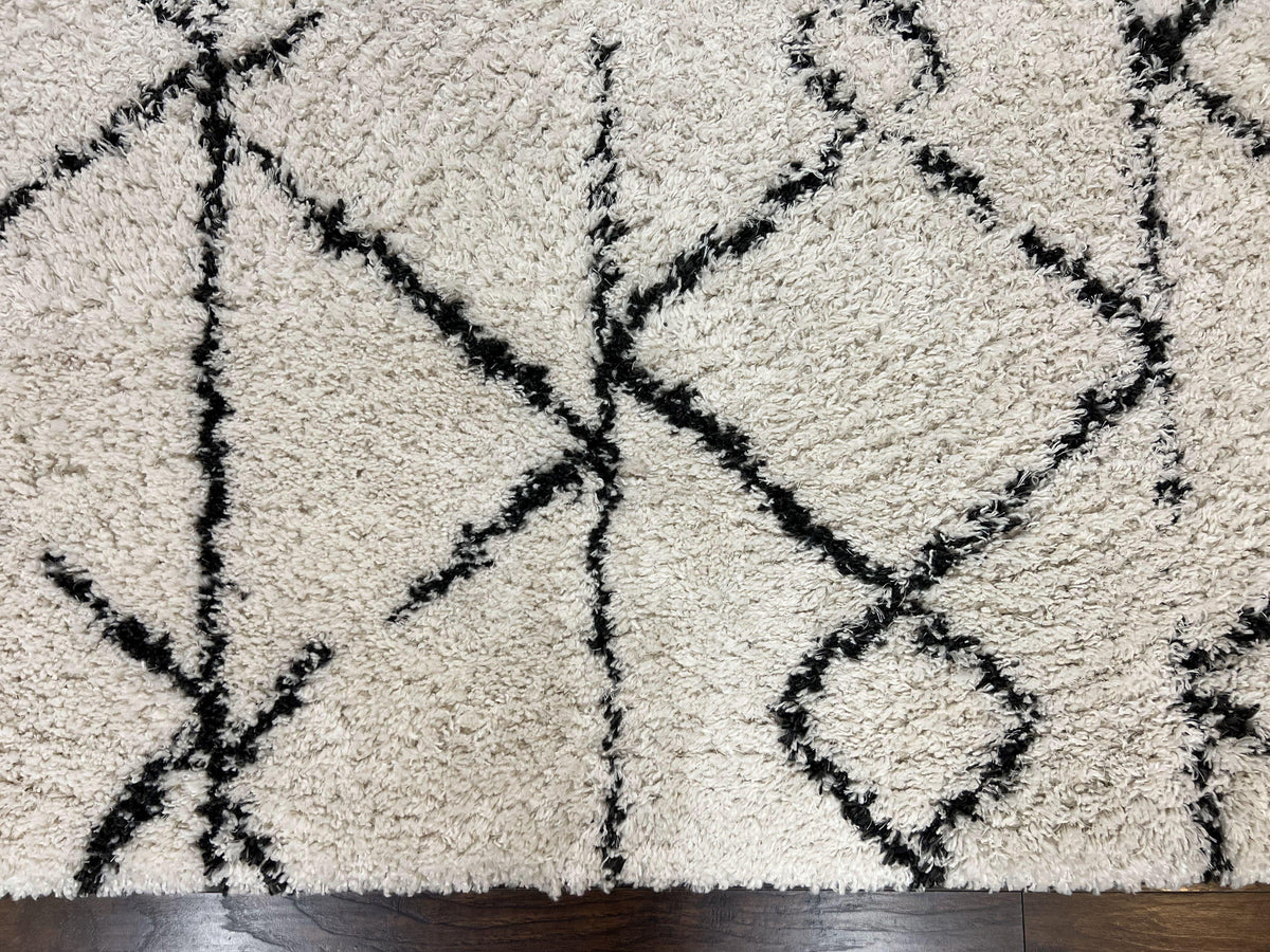 Modern Shag Rug 5x7, Ivory and Black Area Rug 5 x 7 ft - Jewel Rugs, view 6