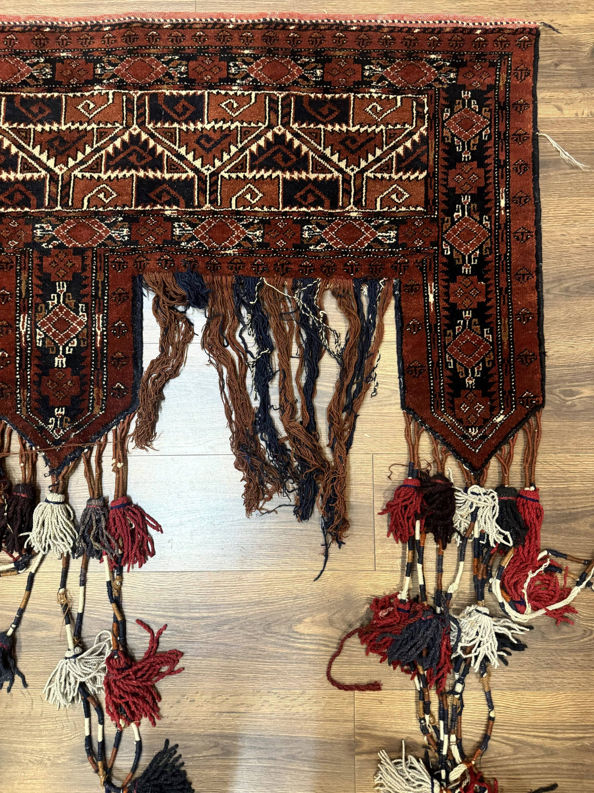 Antique Afghan Beshir Tent Header Textile Rug, Tribal Collectible, Wool - Jewel Rugs, view 10