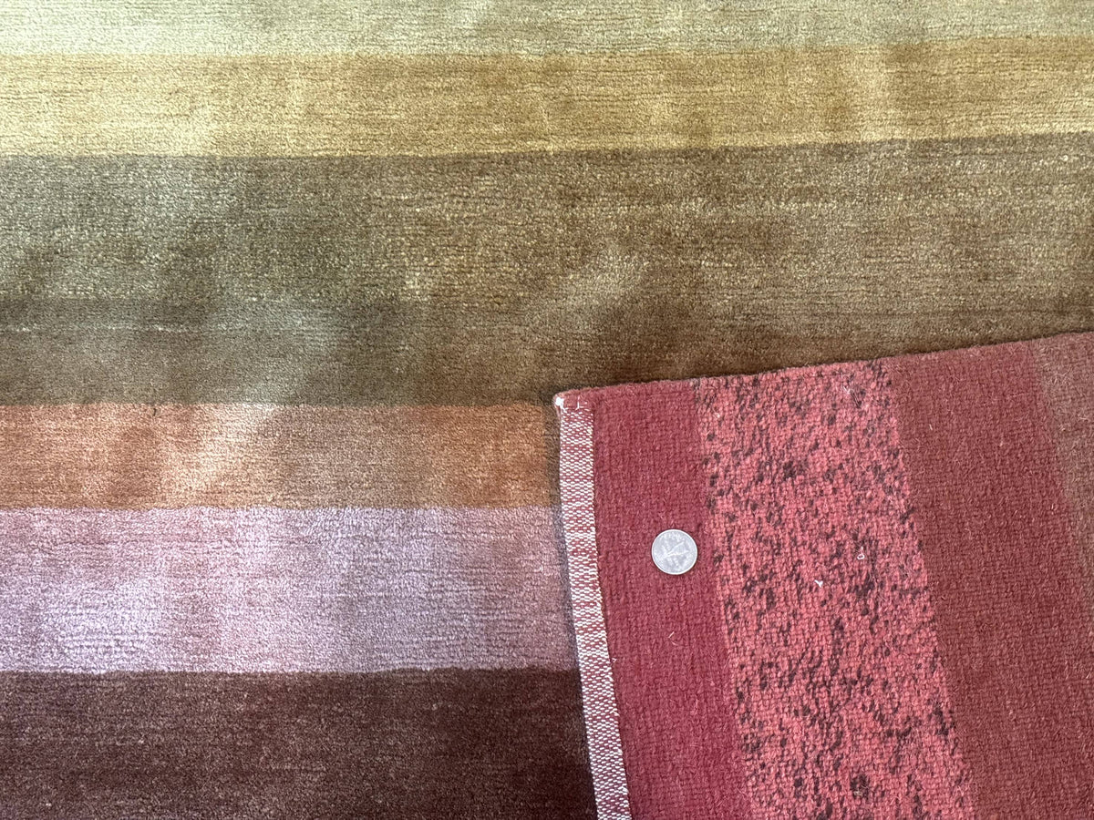 Modern Persian Gabbeh Rug 8x10, Multicolor Stripes, Soft Thick Wool Pile - Jewel Rugs, view 10