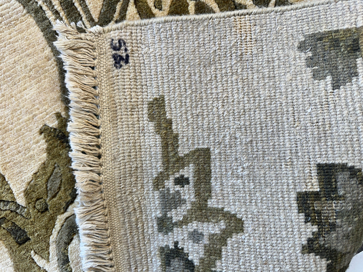 Indian Rug 8x10 | Ivory, Olive Green & Gray | Hand-Knotted Wool - Rugistan, view 7