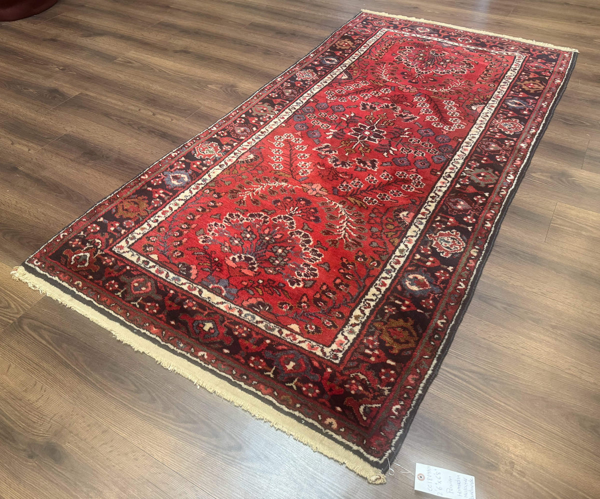 Red Persian Rug 2.6 x 6.8, Floral, Antique Per'sian Carpet, Persian Malayer Rug, Hamadan Rug - Jewel Rugs, view 2