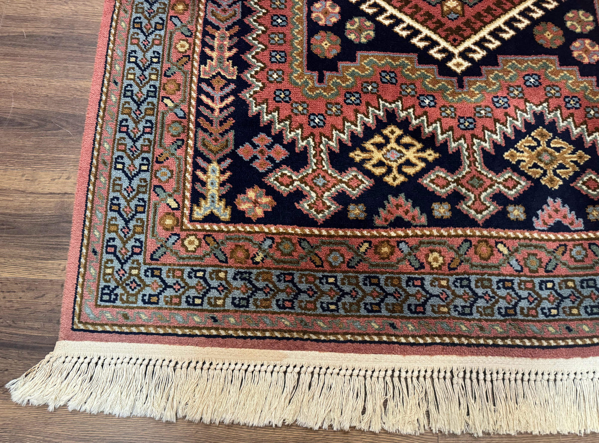 5x7 Persian Tribal Design Rug, Wool, Geometric Medallions, Vintage, Power Loomed - Jewel Rugs, view 9