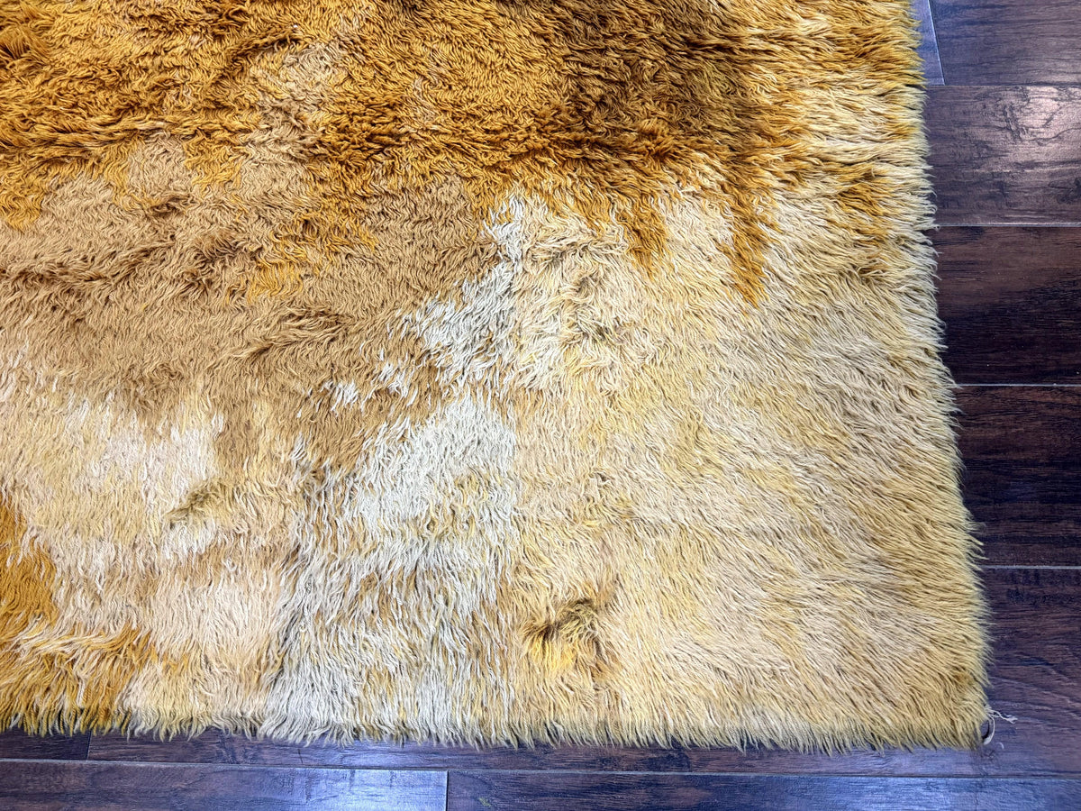 Rya Shag Rug 4.6 x 6, Shades of Yellow, Mid Century Vintage Carpet - Jewel Rugs, view 10