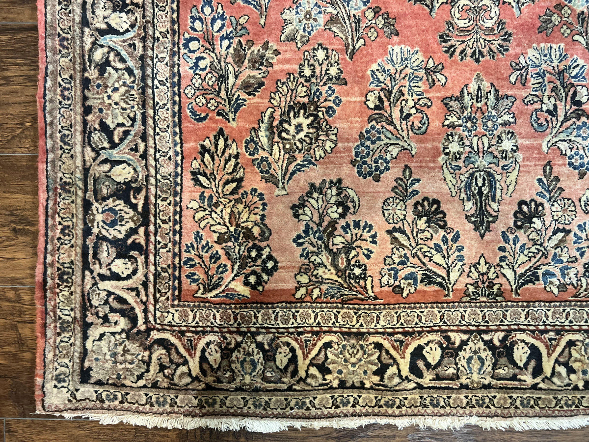 Antique Persian Sarouk Rug 4x7, Hand Knotted Wool Red Persian Carpet, Floral, Fine 300 KPSI - Jewel Rugs, view 8