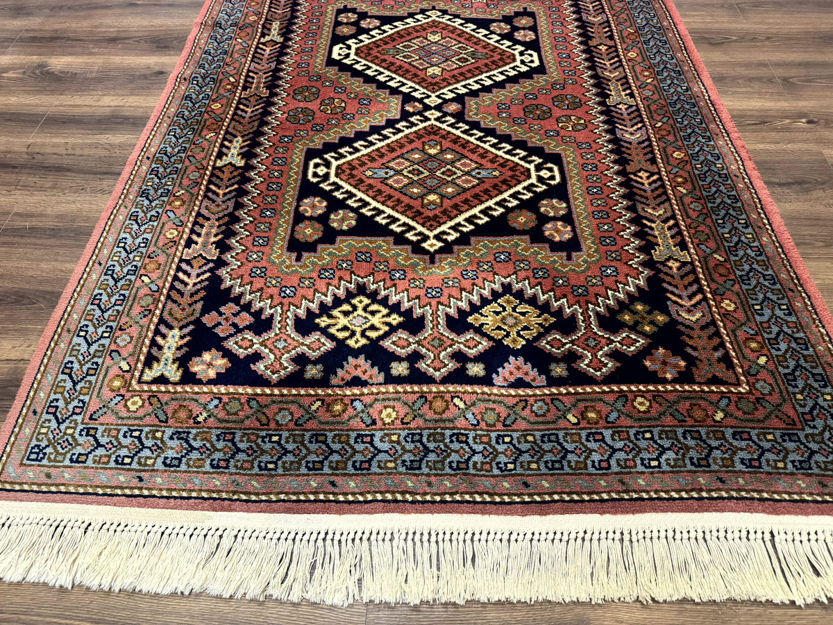 5x7 Persian Tribal Design Rug, Wool, Geometric Medallions, Vintage, Power Loomed - Jewel Rugs, view 6
