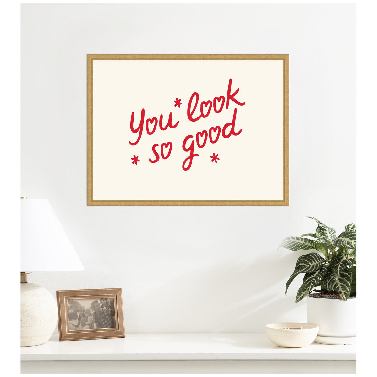 You Look So Good Red Motivational Typography by Lucky Guava Framed Canvas Wall Art Print
