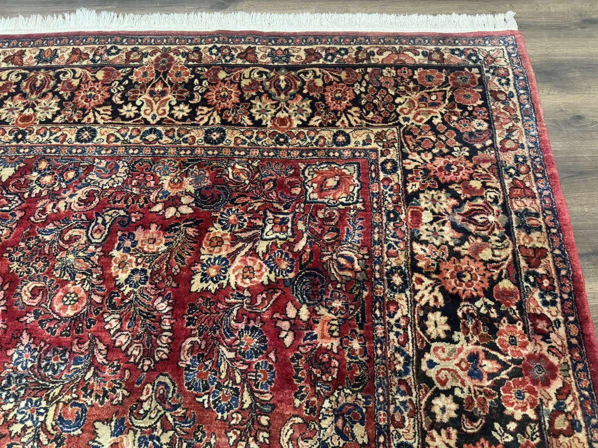 Large Persian Sarouk Rug 10x17, Palace Size Antique Persian Carpet, Red, Floral Allover, Traditional Persian Rug, Oversize Handmade Wool Rug - Jewel Rugs, view 7