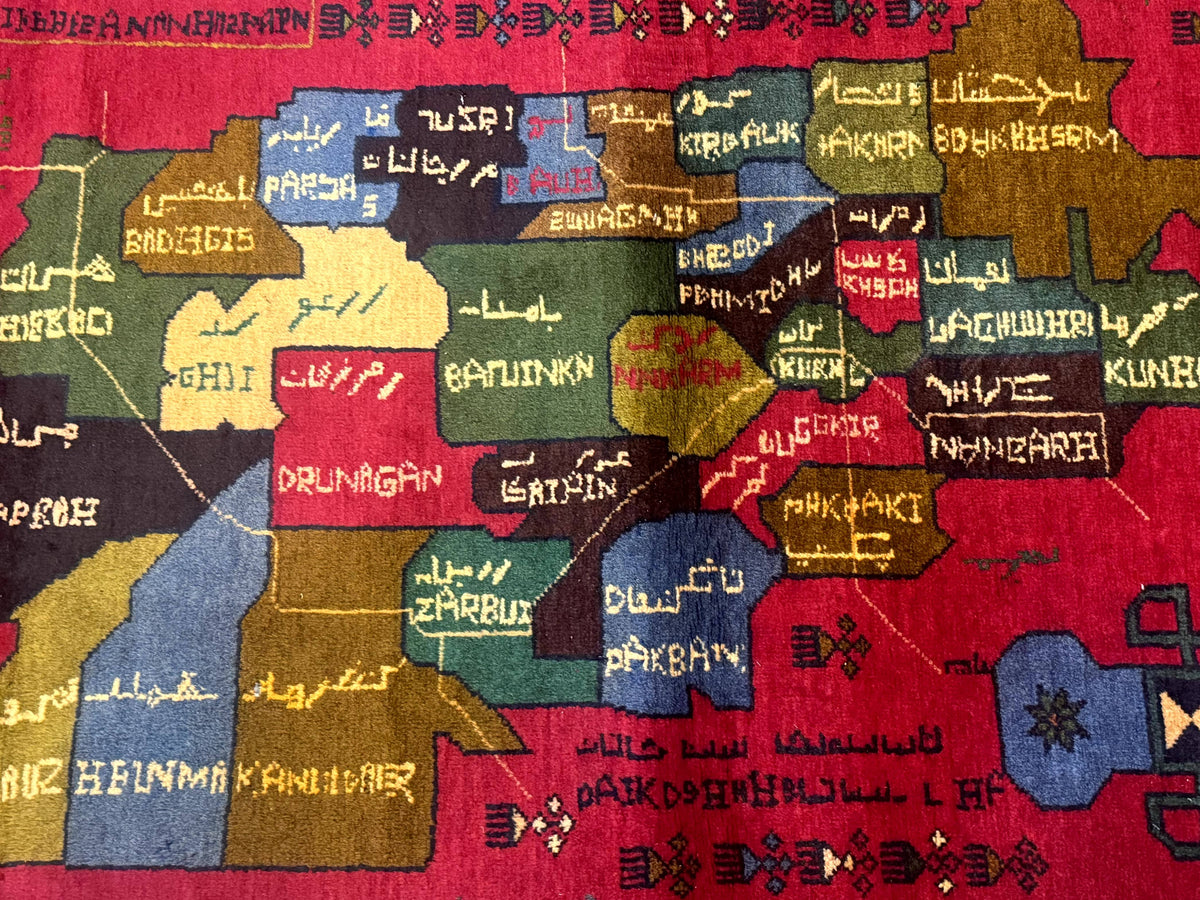 Red Afghan Balouch Rug 3x7, Tribal, Map of Afghanistan Depiction, Handmade, New - Jewel Rugs, view 8