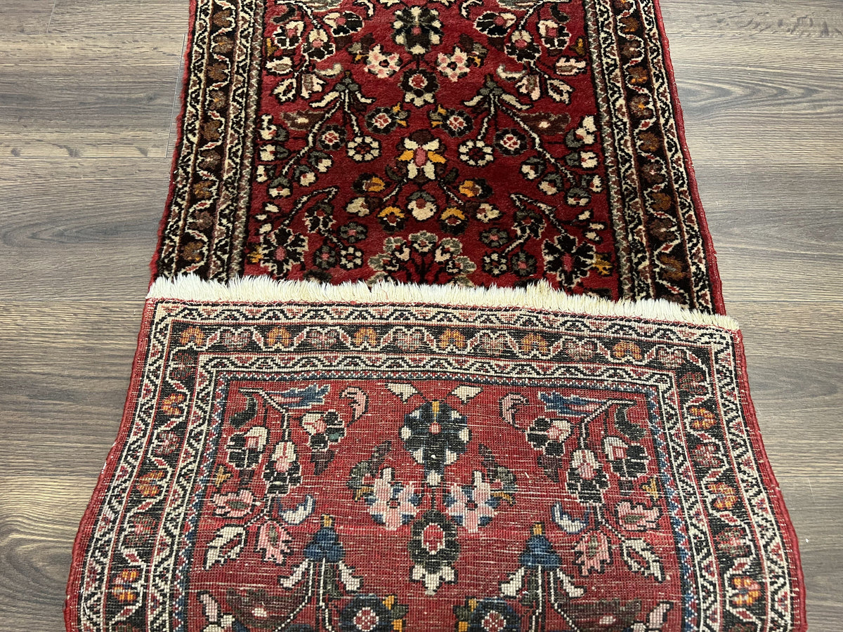 Small Persian Sarouk Rug 2x4 ft, Allover Floral Pattern, Red Black Cream, Hand Knotted Wool Traditional Oriental Carpet, Antique Persian Rug 2 x 4 - Jewel Rugs, view 10