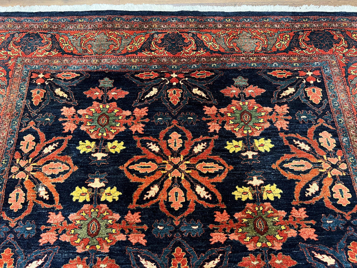 Wonderful Persian Rug 7x10, Navy Blue and Red, Allover Floral Pattern, Bidjar Carpet, Authentic Oriental Rug 7 x 10, Wool Hand Knotted Rug - Jewel Rugs, view 4