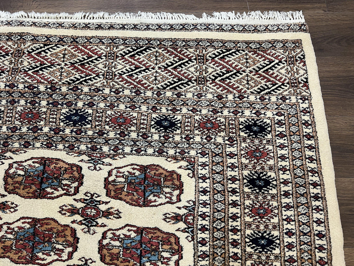 Pakistani Bokhara Rug 8x10, Wool Turkoman Carpet, Ivory/Cream - Jewel Rugs, view 8