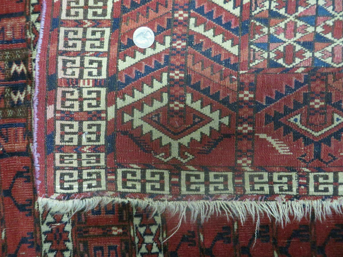 Antique Turkoman Rug 4x5, Ensi Hatchli Tekke Wool Rug - Jewel Rugs, view 10