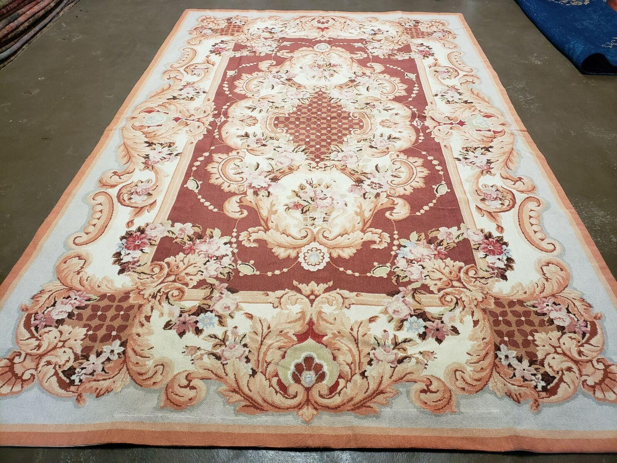 6' X 9' Vintage Handmade Chinese Needlepoint Wool Rug Flat Weave - Jewel Rugs, view 2
