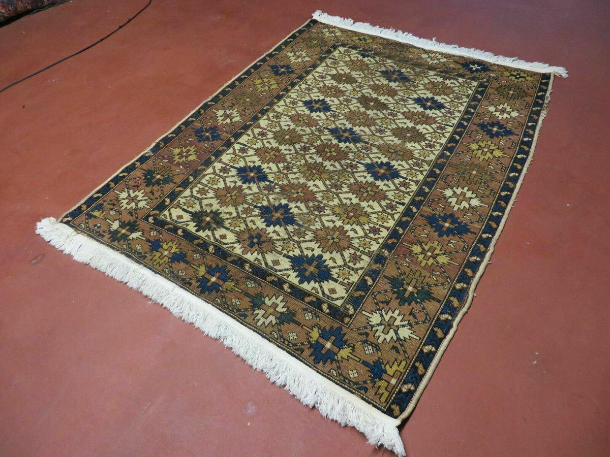 4' X 5' Antique Handmade Caucasian Kazak Shirvan Wool Rug Snow Flakes - Jewel Rugs, view 3