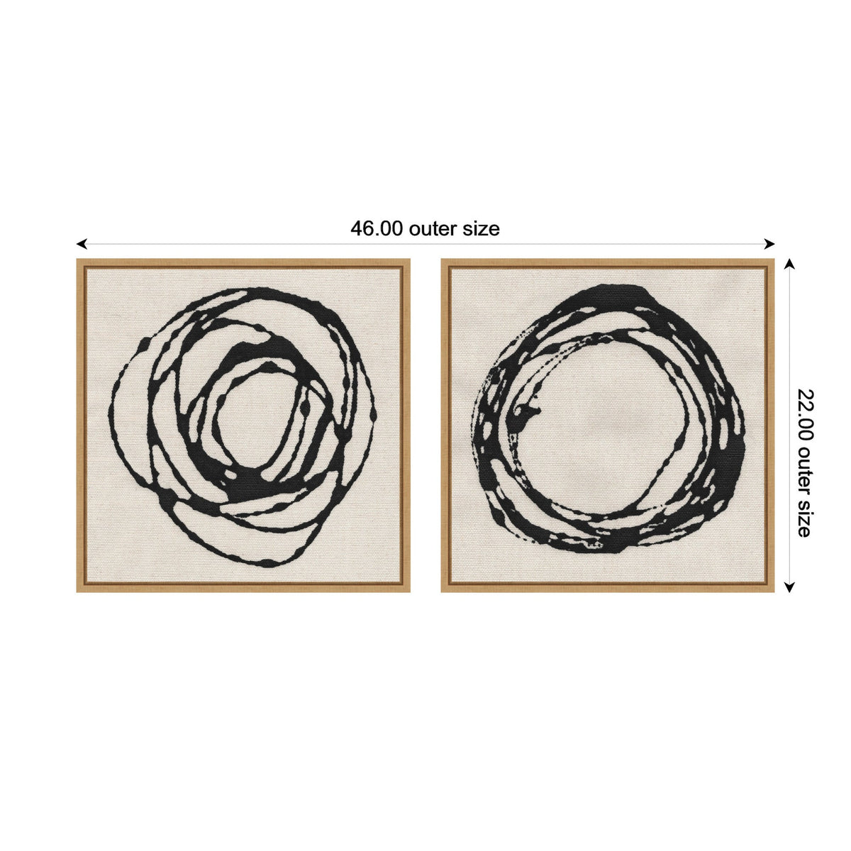 Sylvie Flowing Circle Abstracts - 2 Piece Framed Canvas Art Set by The Creative Bunch Studio