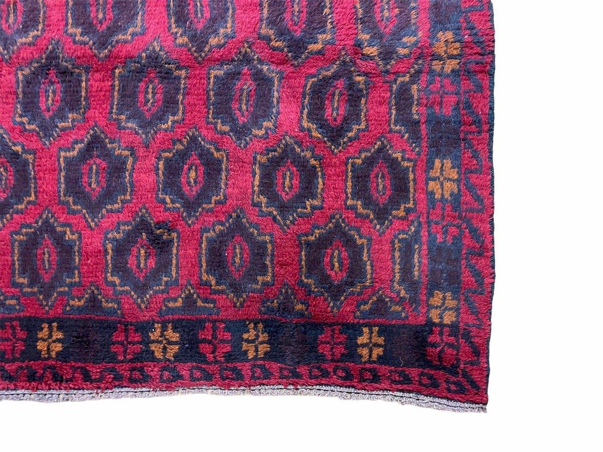 2' 10" X 4'7" Vintage Handmade Tribal Wool Rug Balouchi Rug Afghan Rug Red Blue - Jewel Rugs, view 10