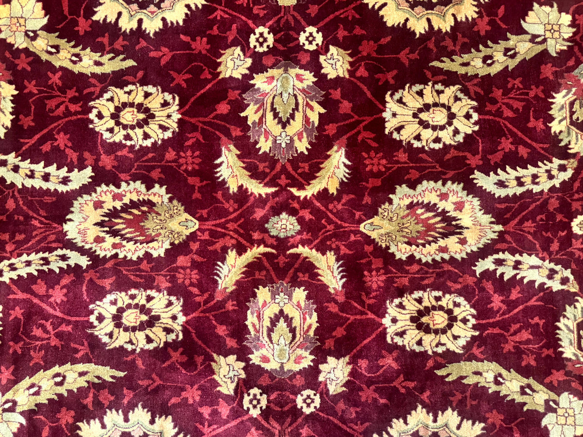 Indo Mahal Rug 9x12, Allover Pattern, Dark Red, Traditional Wool Area Rug - Jewel Rugs, view 5