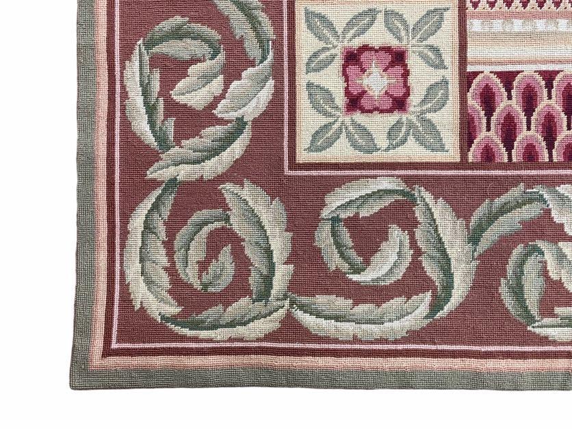 Aubusson Needlepoint Rug 9x12, Flatweave Carpet, Leaves, Wool, New, Handmade - Jewel Rugs, view 9
