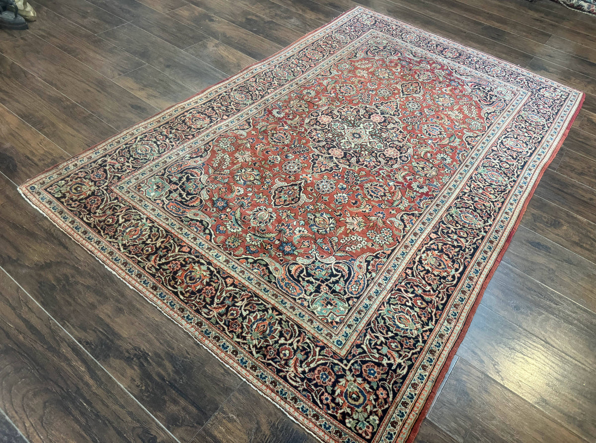 Persian Kashan Rug 4x7, Red, Floral Medallion, Vintage, Wool - Jewel Rugs, view 3