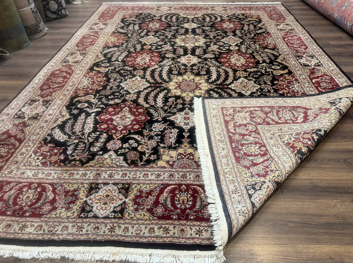 Sino Persian Rug 9x12, Black & Maroon, Wool and Silk, Allover Pattern - Jewel Rugs, view 11
