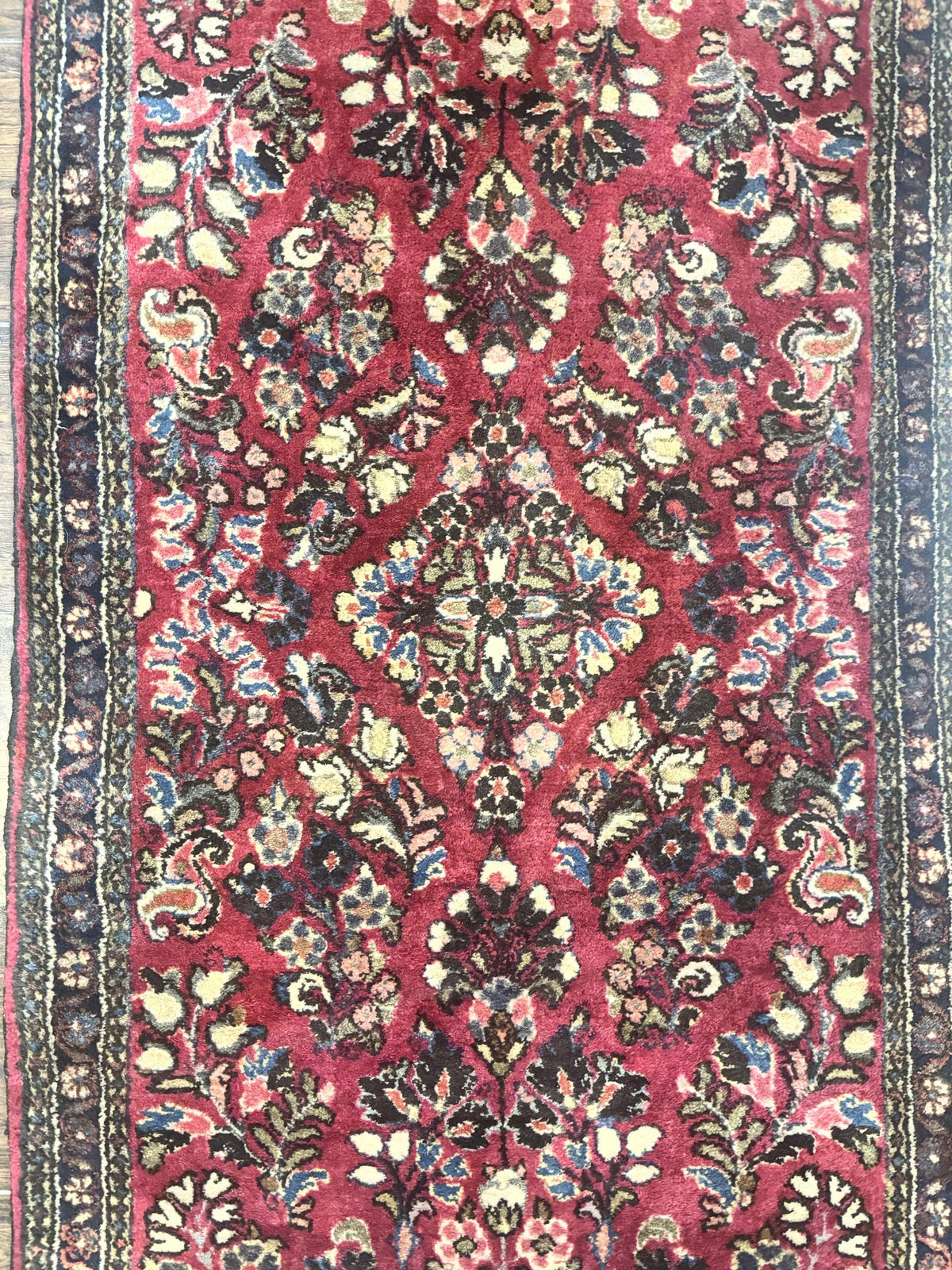 Small Persian Sarouk Rug 2x4, Floral, Red Hand Knotted Wool Traditional Oriental Carpet, Antique Persian Rug 2 x 4 - Jewel Rugs, view 5