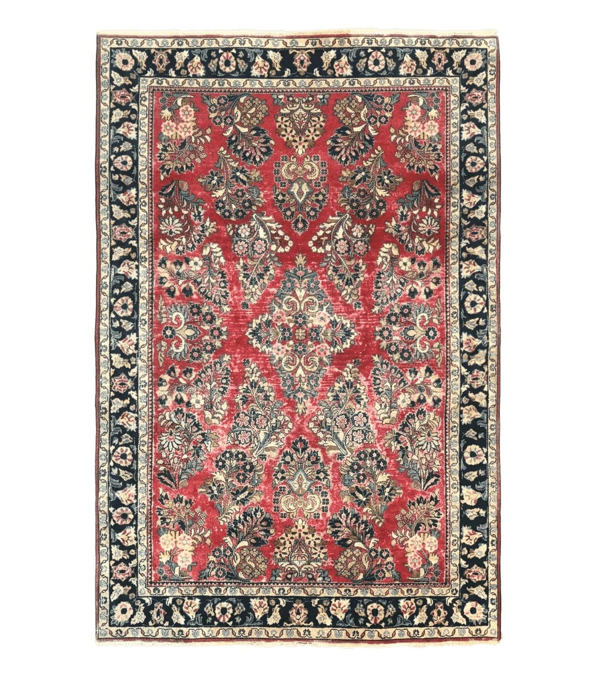Antique Persian Sarouk Rug 4x7, Floral, Red 1920s Persian Wool Carpet - Jewel Rugs