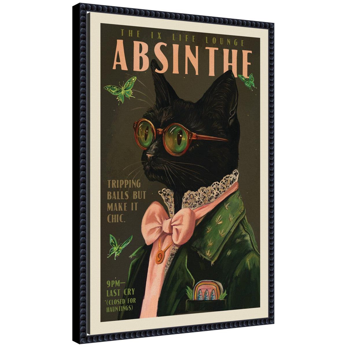 WG Absinthe Kitty by The Whiskey Ginger Framed Canvas Wall Art Print