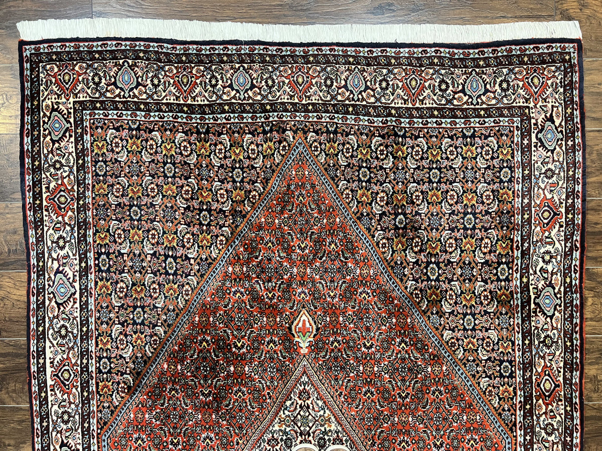 Persian Bidjar Rug 5x10, Wool Hand Knotted Vintage Carpet, Highly Detailed, Mahi Herati Pattern, 5 x 10 Oriental Rug - Jewel Rugs, view 3