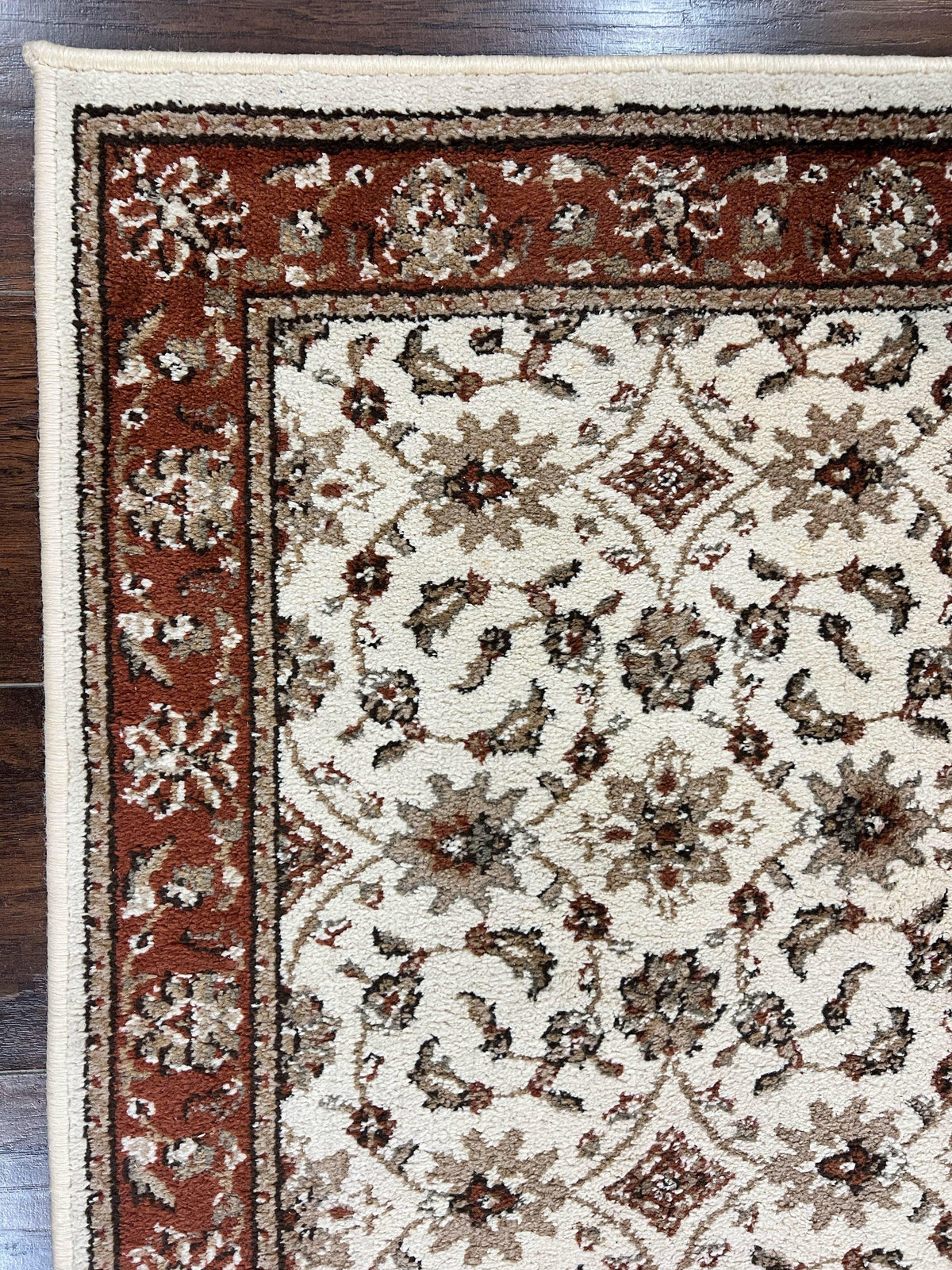 Runner Rug 2 x 7.6, Skinny Runner, Oriental Rug for Hallway, Ivory & Rust Red, Floral Allover - Jewel Rugs, view 7