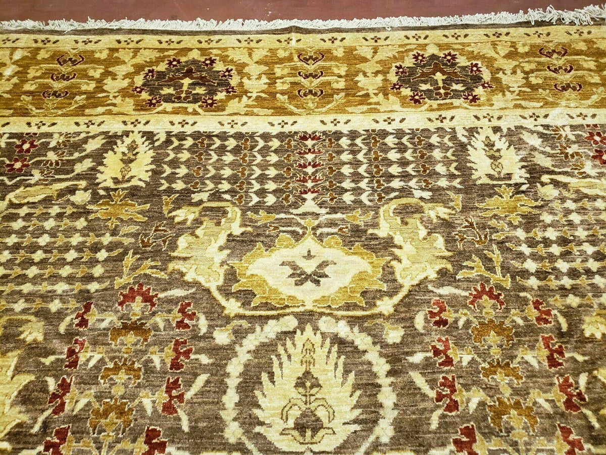 10' X 14' Handmade Pak Peshavar Chobi Agra Wool Carpet Coffee Brown Gold - Jewel Rugs, view 3