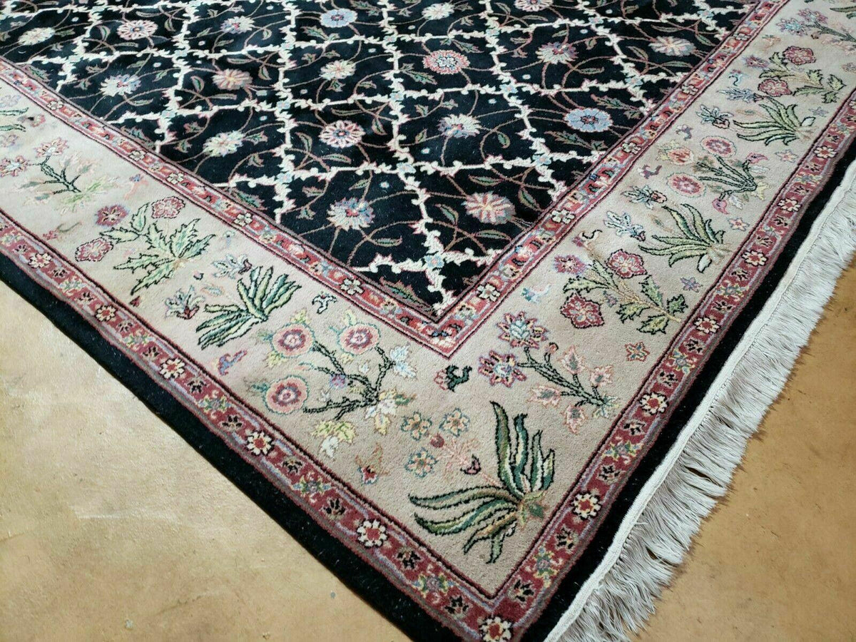 6' X 9' Handmade India Floral Oriental Wool Rug Carpet Hand Knotted Nice Black - Jewel Rugs, view 8