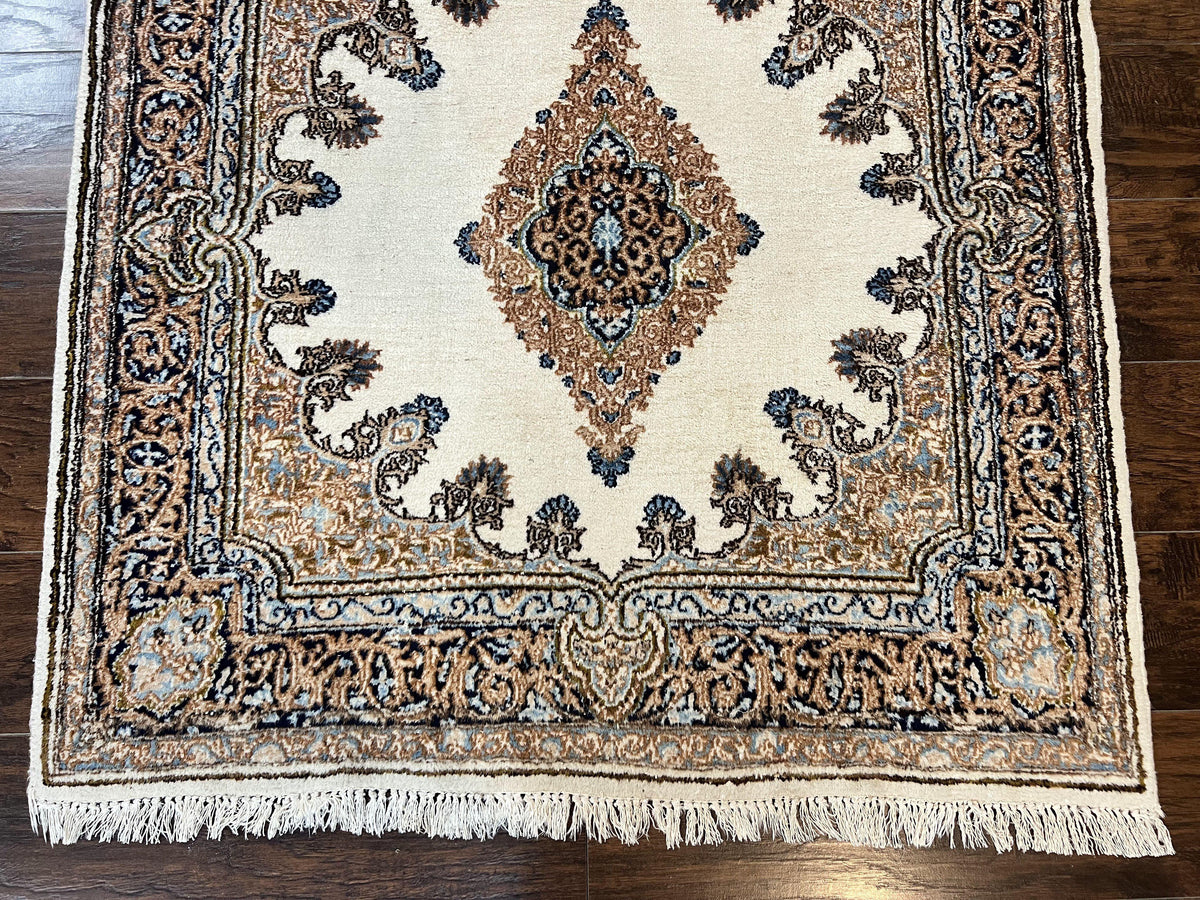 Square Persian Kirman Rug 4x4, Semi Open Field, Handmade - Jewel Rugs, view 5