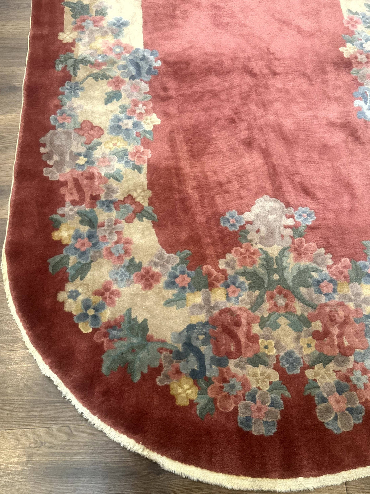 Oval Chinese Peking Rug 5x8, Pink, Floral, Vintage Chinese Wool Carpet - Jewel Rugs, view 8