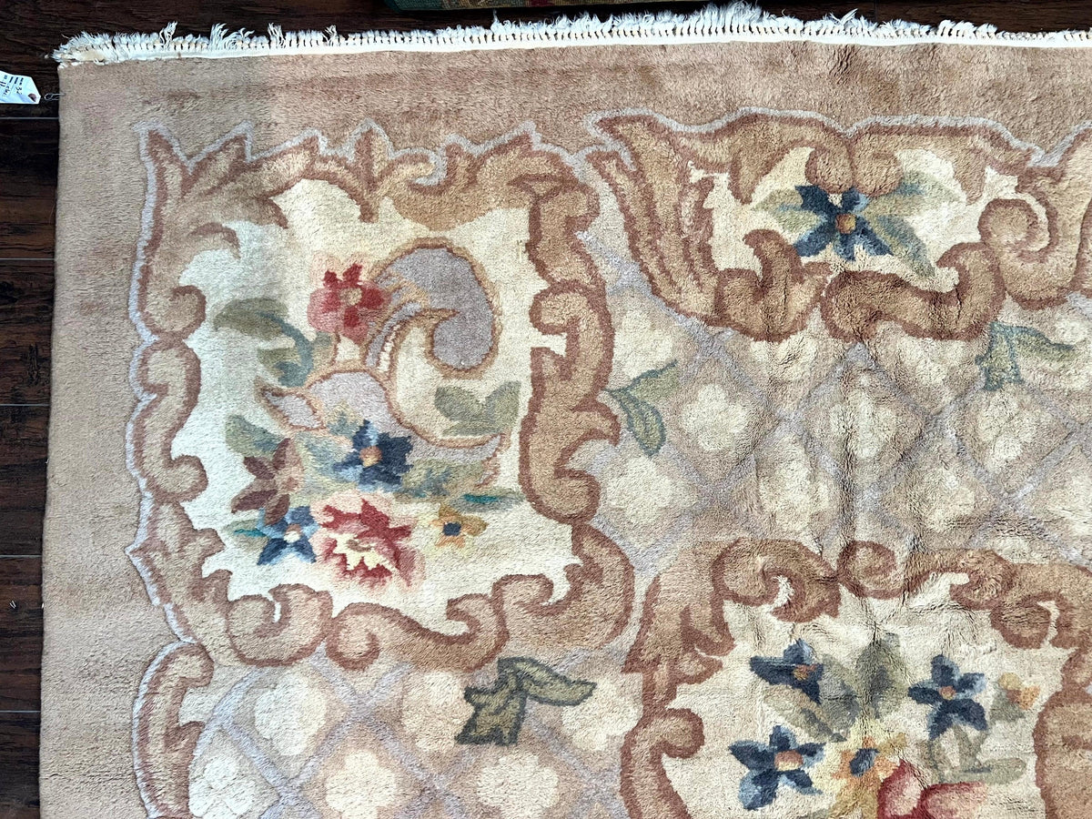 Indo Chinese Aubusson Wool Rug 11x16, Palace Sized Carpet, Oversized Handmade Vintage Rug, European Design - Jewel Rugs, view 7