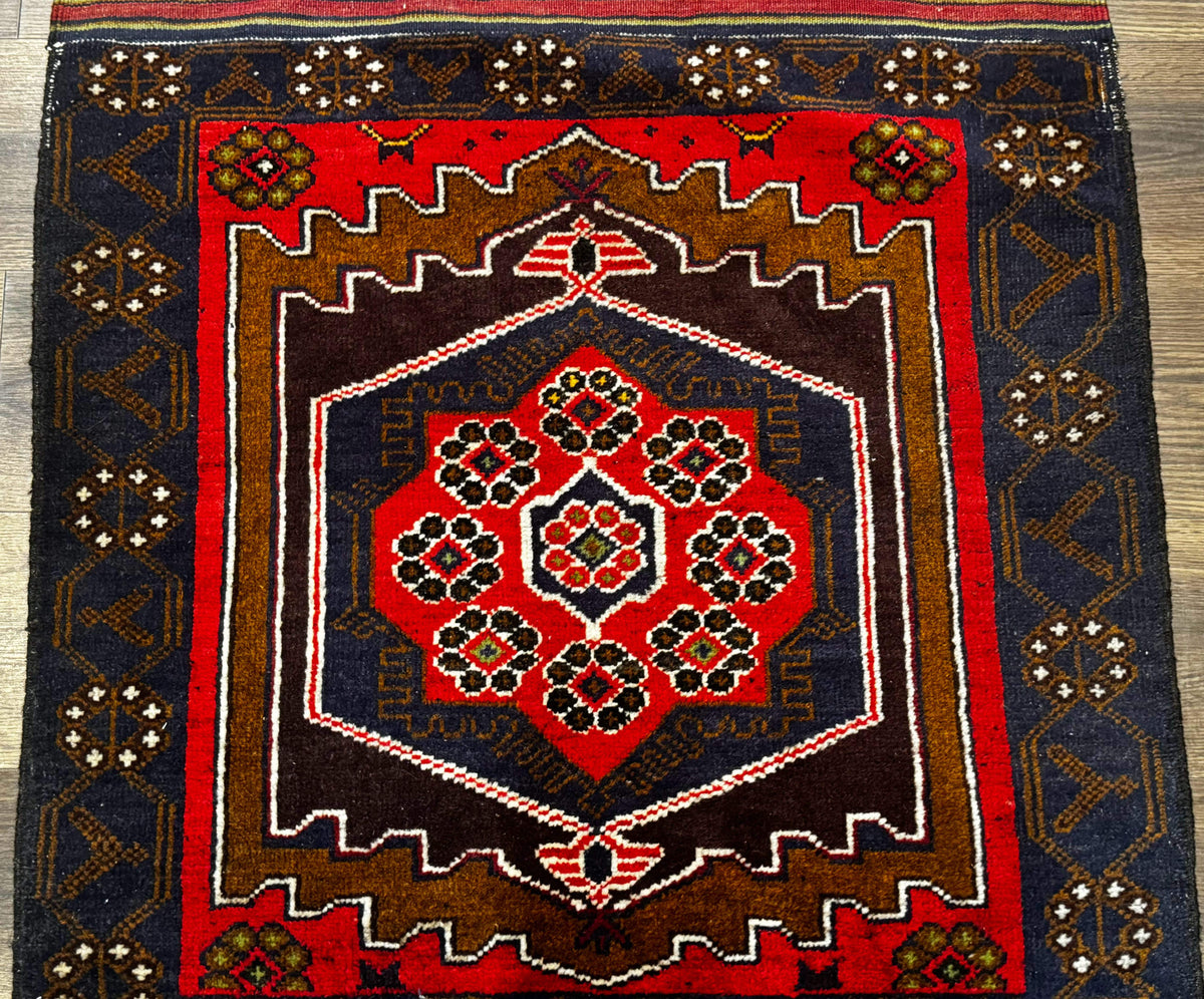 Afghan Rug 3x5, Tribal, Navy Blue, Wool, Handmade, Geometric, Rustic - Jewel Rugs, view 5