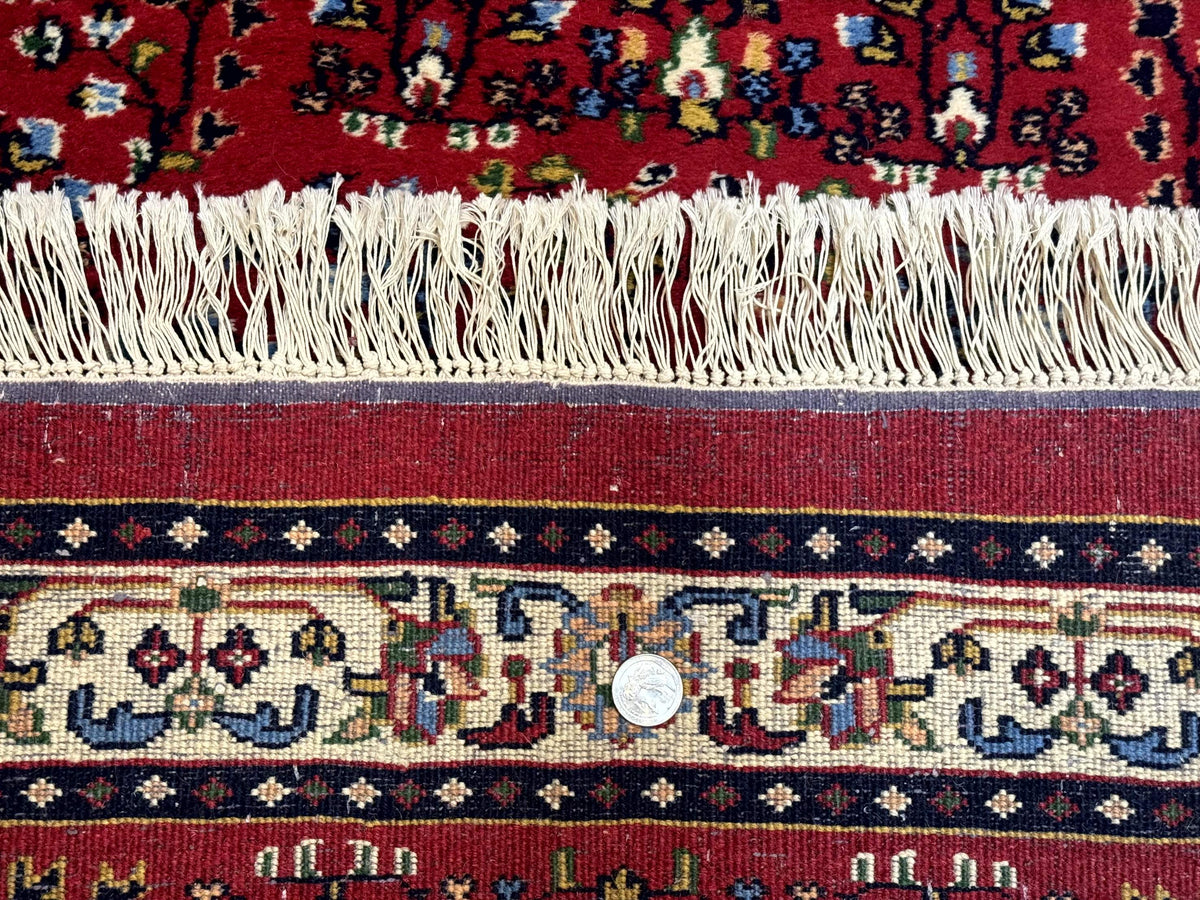 Indo Persian Sarouk Runner Rug 3 x 12, Red and Cream, Allover Pattern, 12ft Runner, Hand Knotted - Jewel Rugs, view 10