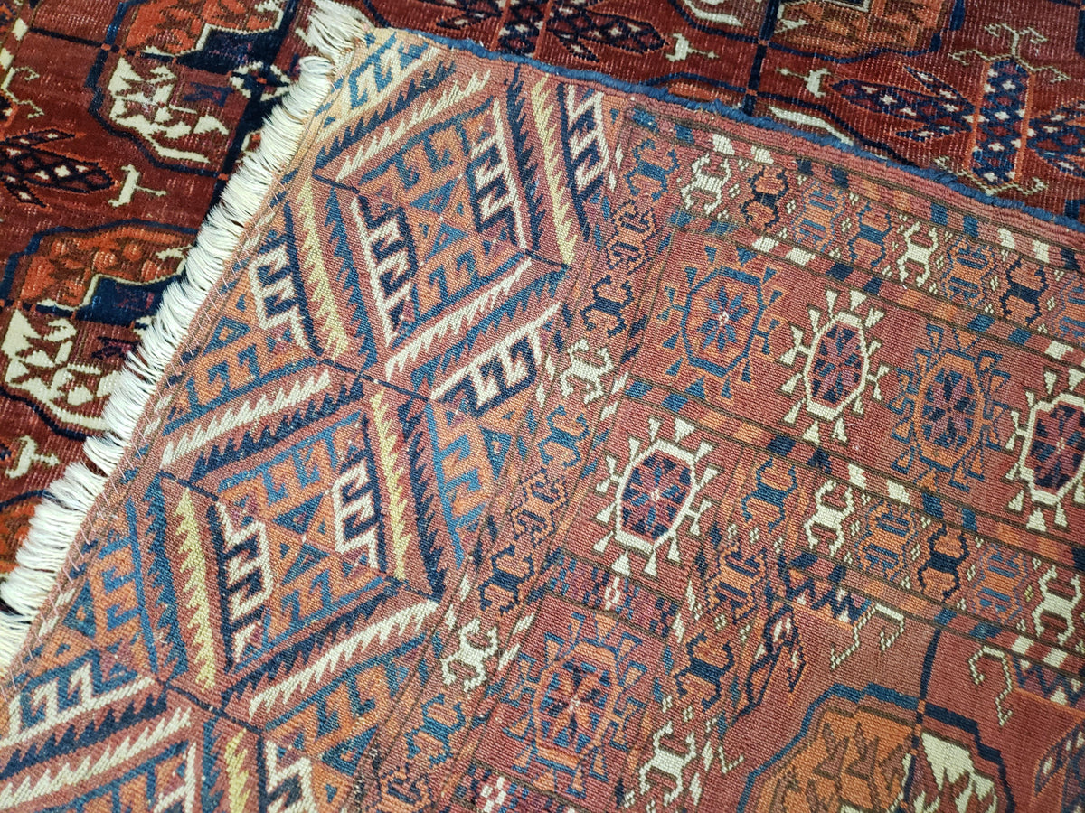 4x7 Antique Yamud Rug Russian Rug Turkoman Rug Fine Weave Rug - Jewel Rugs, view 13