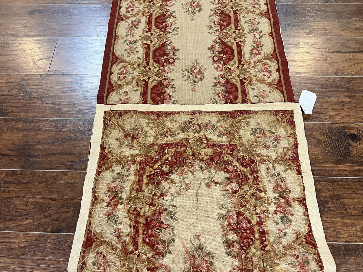 Needlepoint Runner Rug 2.5 x 10.7, Tan Runner Rug, Flatweave Runner, Aubusson European Design, Needlepoint Rug, Long Runner, Hallway Rug - Jewel Rugs, view 10