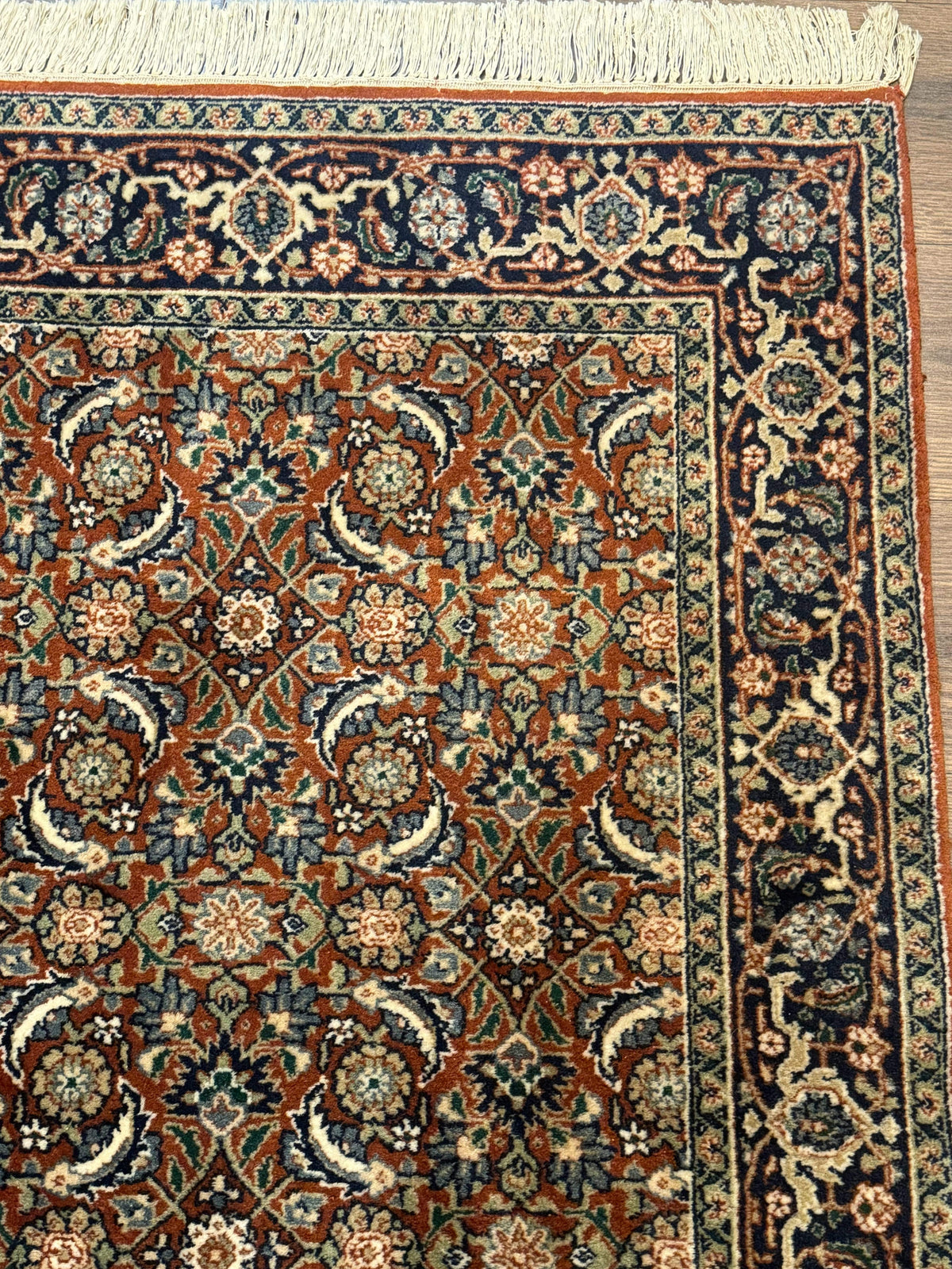 Indo Persian Bijar Rug 3x5, Red and Navy Blue, Allover Pattern, Fine Hand Knotted Wool Carpet - Jewel Rugs, view 8